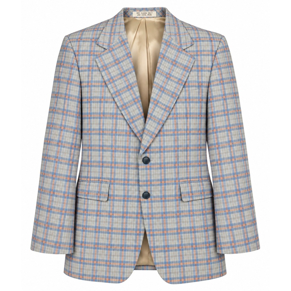 Vintage 70s Country Casuals Mens 42R Plaid Sport Coat Blazer Union Made in USA